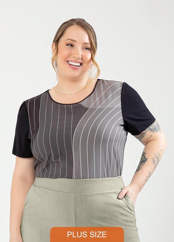 Cativa - Blusa Plus Size Misturinha Preto