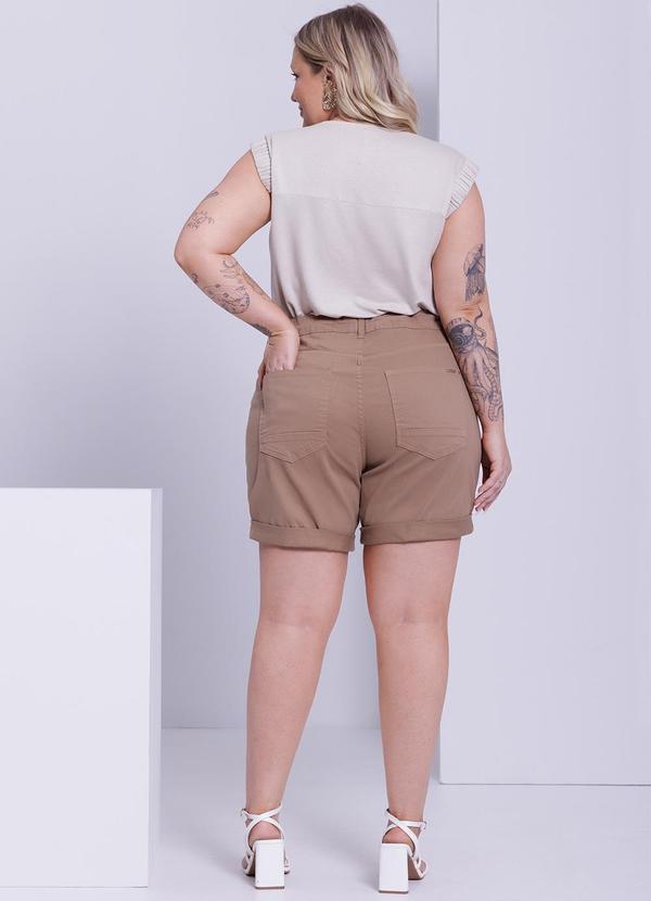 Lunender Mais Mulher - Blusa Plus Size Muscle Tee com Viscose Bege 4