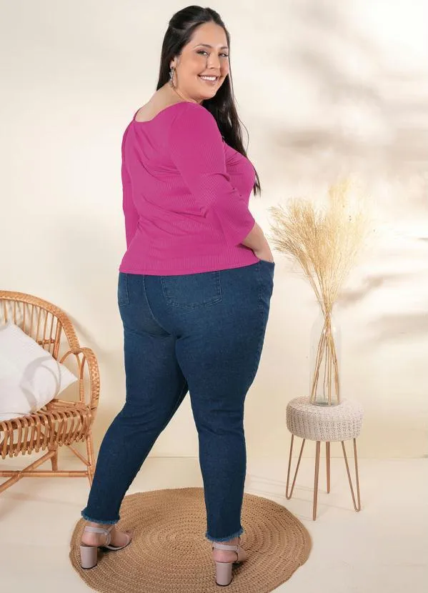 Queima Estoque - Blusa Plus Size Pink com Cordel para Franzir 2