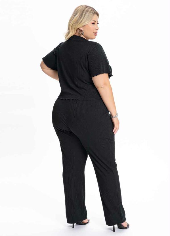 Outlet - Blusa Plus Size Preta com Amarração 4