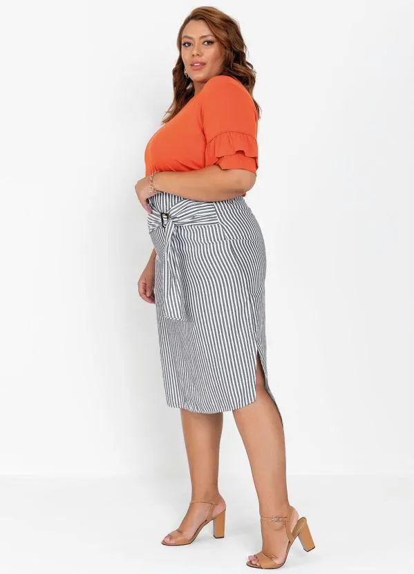 Queima Estoque - Blusa Plus Size Telha com Mangas em Babado 3