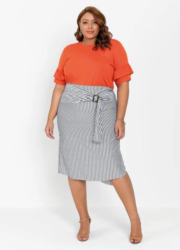 Queima Estoque - Blusa Plus Size Telha com Mangas em Babado 4