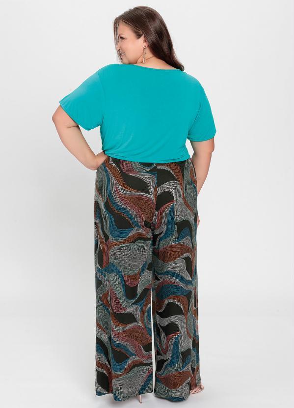 Outlet - Blusa Plus Size Turquesa Cropped com Amarração 5