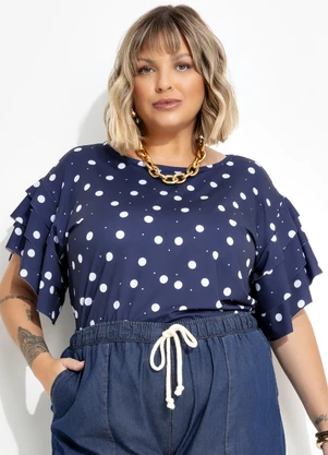 Marguerite - Blusa Poá Marinho em Malha Fria - MARGUERITE