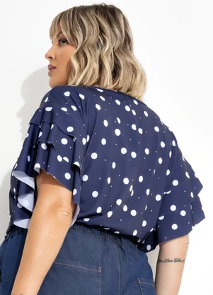 Marguerite - Blusa Poá Marinho em Malha Fria - MARGUERITE