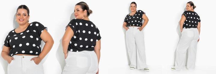 Blusa Po Preta com Elstico na Barra Plus Size