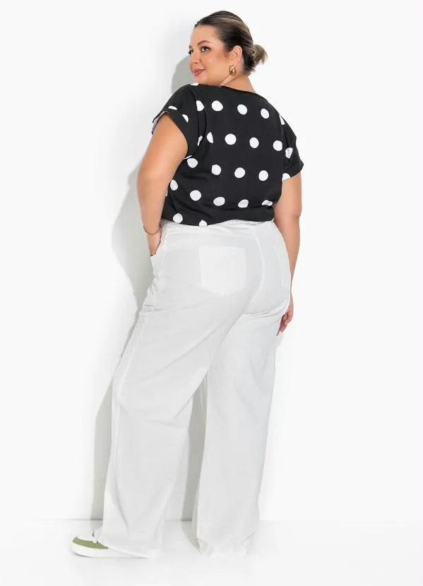 Marguerite - Blusa Poá Preta com Elástico na Barra Plus Size 4