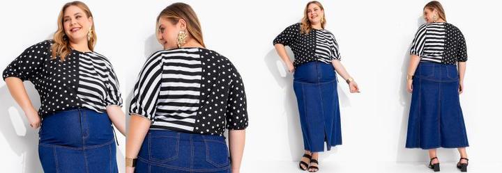 Blusa Po Preta e Listrada com Amarrao