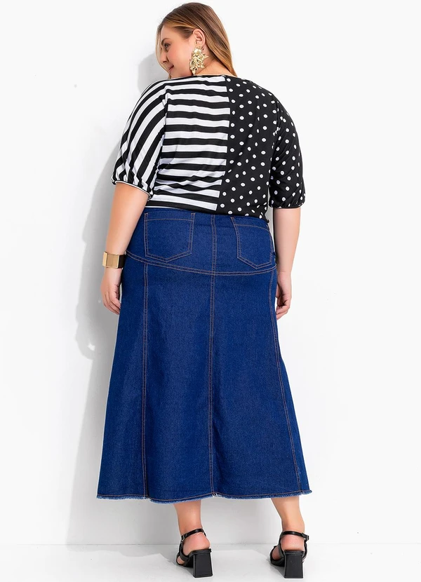 Marguerite - Blusa Poá Preta e Listrada com Amarração 4