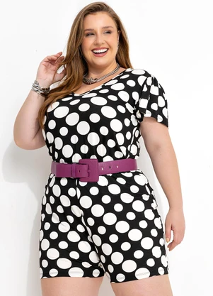 Marguerite - Blusa Poá Preta em Malha de Viscose com Elastano - MARGUERITE