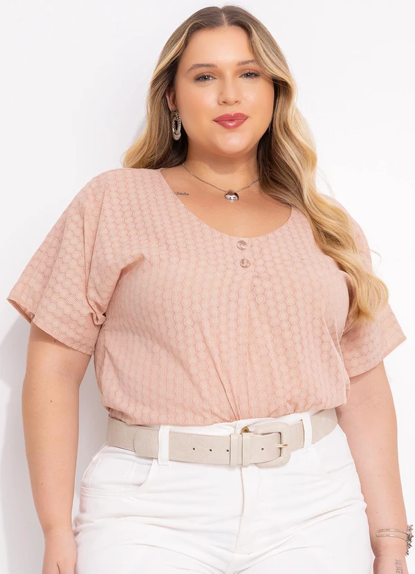 Marguerite - Blusa Poá Rosa em Voil Devorê 3