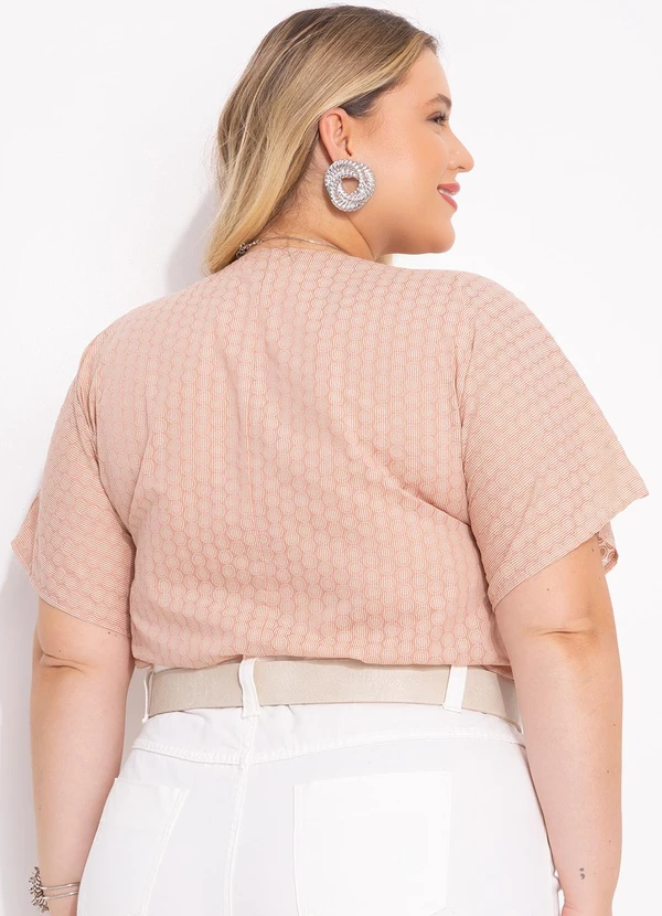 Marguerite - Blusa Poá Rosa em Voil Devorê 2