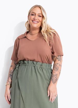 Blusa Polo (Marrom) em Malha Canelada