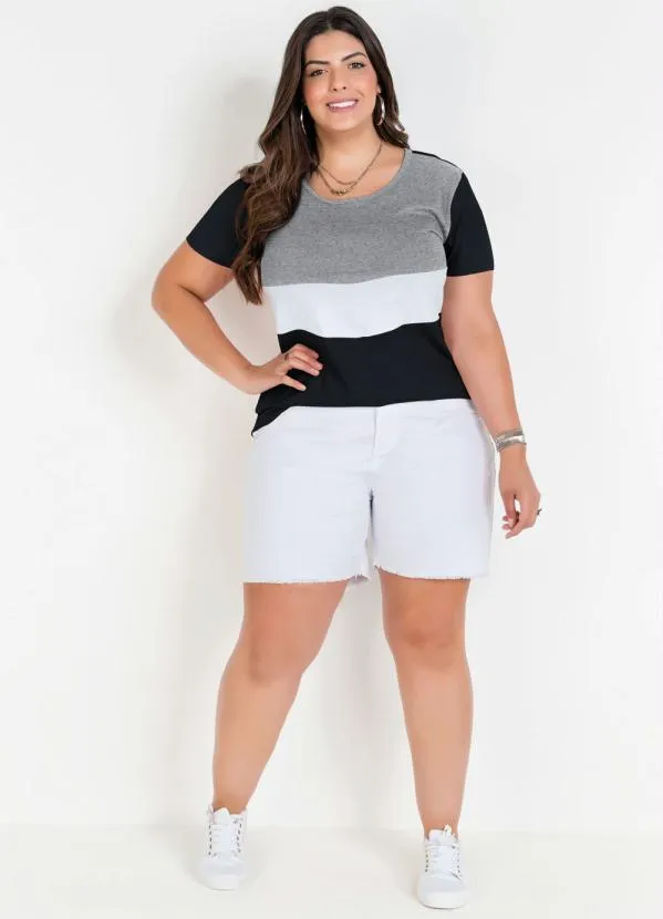 Marguerite - Blusa Preta com Contrastes Plus Size 2