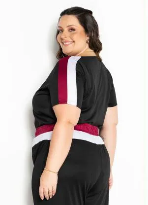 Marguerite - Blusa Preta com Contrastes Plus Size - MARGUERITE