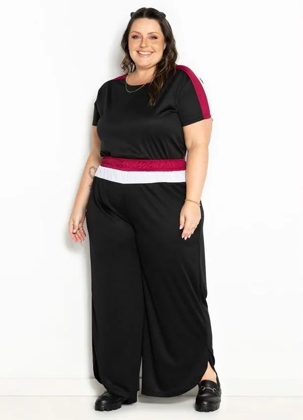 Marguerite - Blusa Preta com Contrastes Plus Size 2