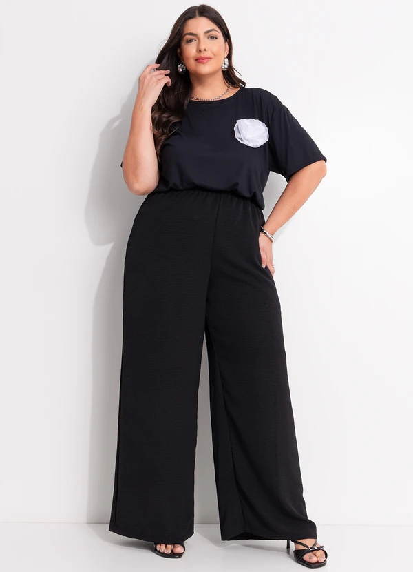 Marguerite - Blusa Preta com Flor 3d 6