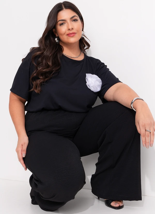 Marguerite - Blusa Preta com Flor 3d 2