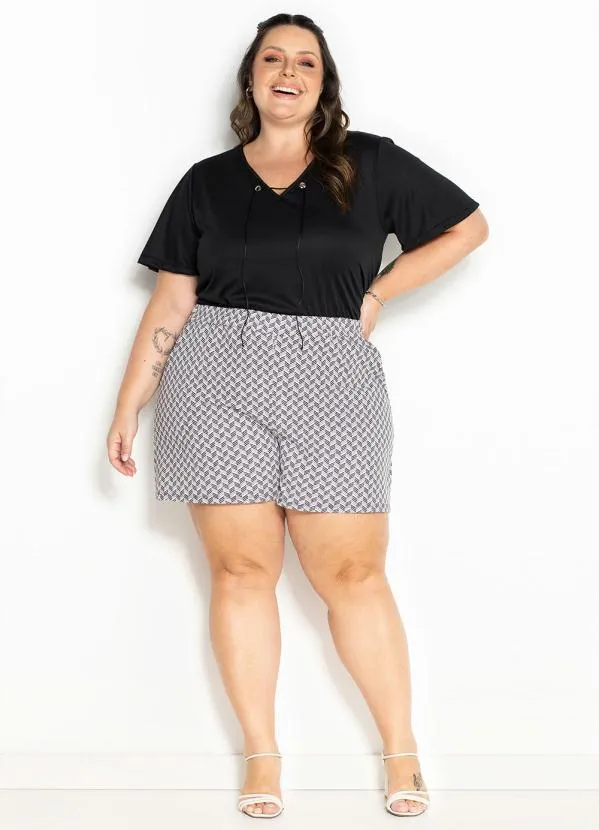 Marguerite - Blusa Preta com Ilhoses Plus Size 2