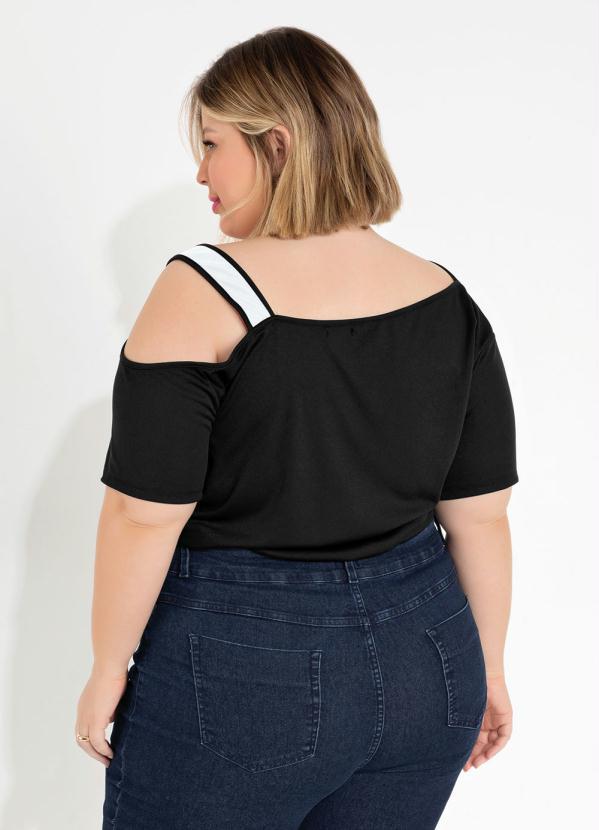 Marguerite - Blusa Preta e Branca Recorte e Alça Plus Size 4