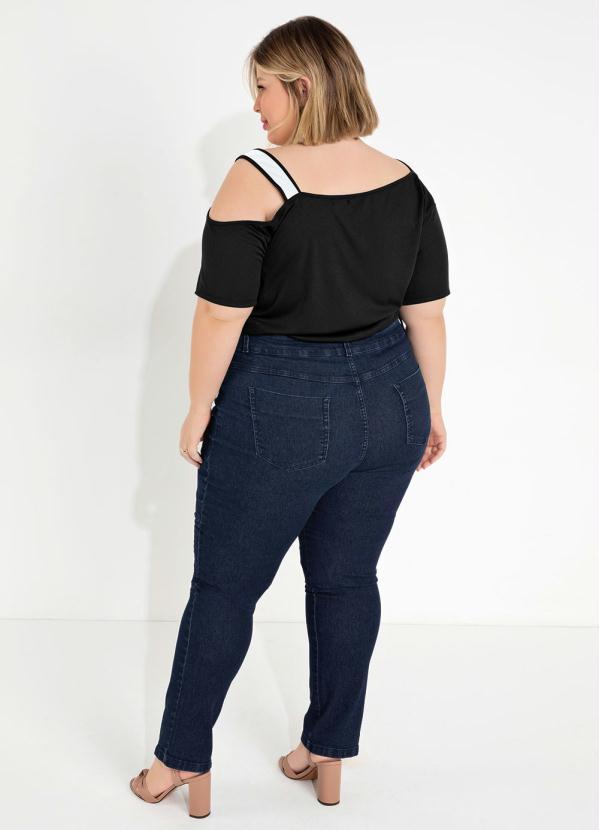 Marguerite - Blusa Preta e Branca Recorte e Alça Plus Size 1