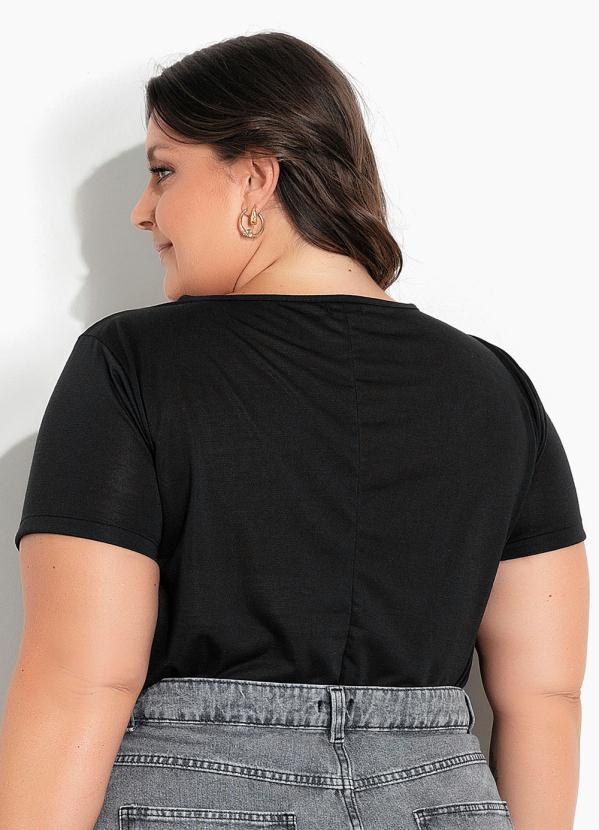 Marguerite - Blusa Preta e Onça com Amarração Plus Size 2