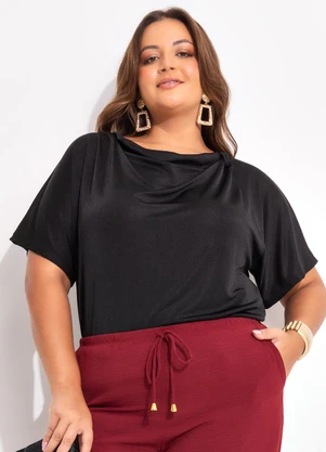 Marguerite - Blusa Preta em Malha com Elastano - MARGUERITE