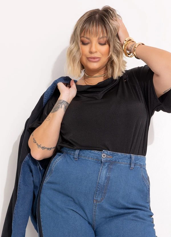 Marguerite - Blusa Preta em Malha com Elastano 14