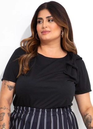 Marguerite - Blusa Preta em Malha com Laço - MARGUERITE