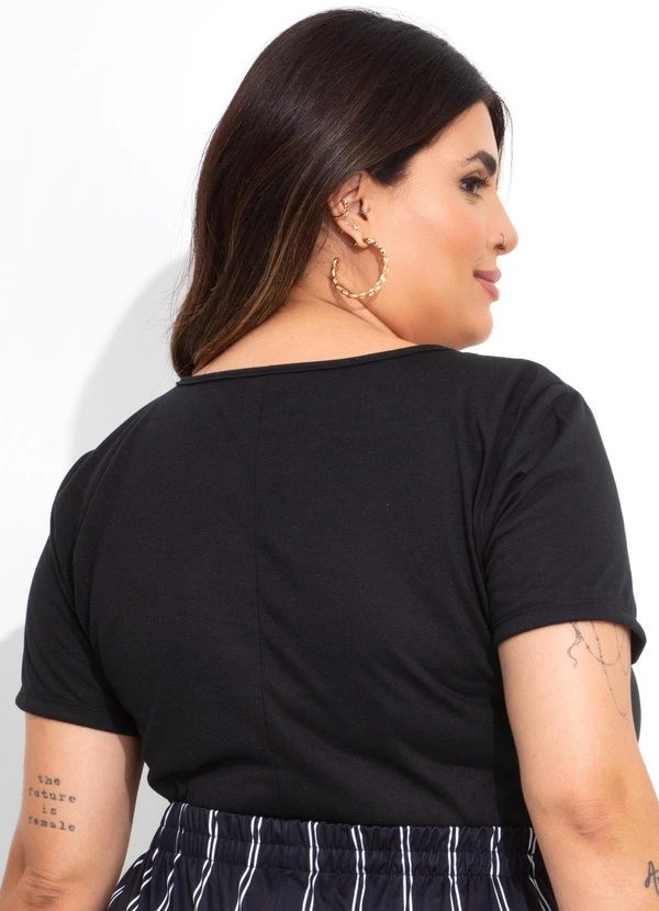 Marguerite - Blusa Preta em Malha com Laço 4