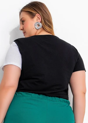 Marguerite - Blusa Preta em Malha de Algodão com Paetê - MARGUERITE