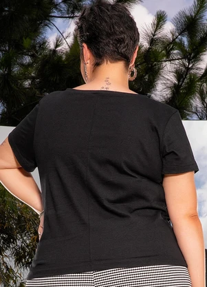Marguerite - Blusa Preta em Malha de Algodão - MARGUERITE
