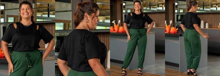 Blusa Preta em Malha de Algodo