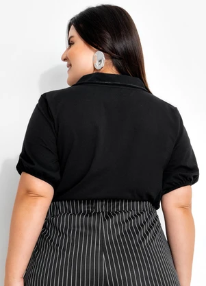 Marguerite - Blusa Preta em Malha de Algodão - MARGUERITE