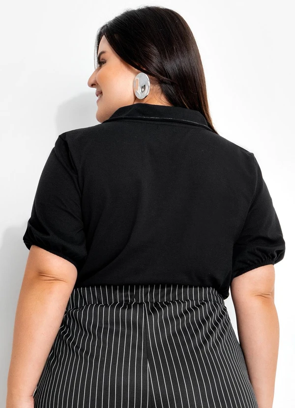 Marguerite - Blusa Preta em Malha de Algodão 2