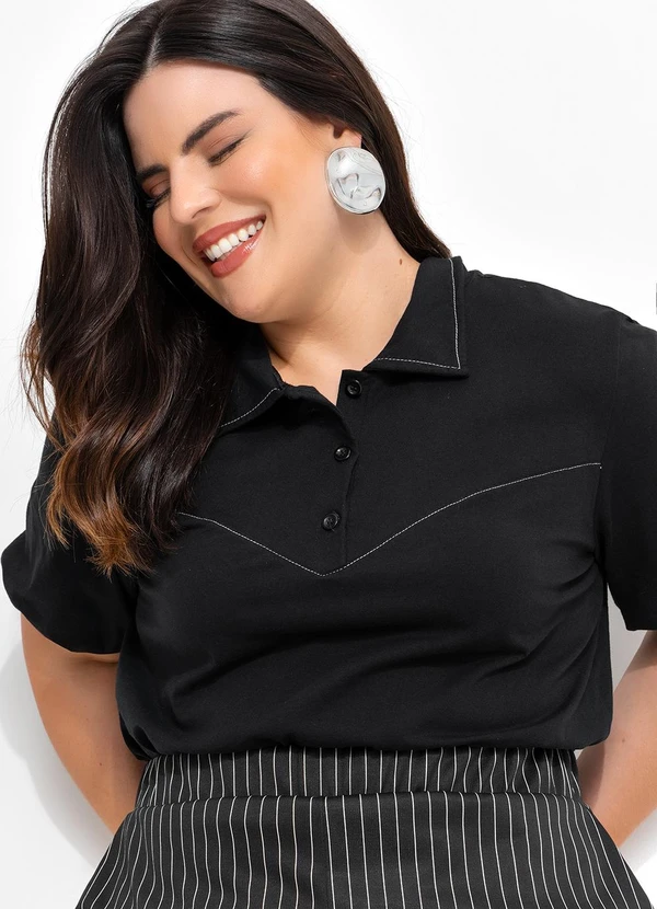 Marguerite - Blusa Preta em Malha de Algodão 4