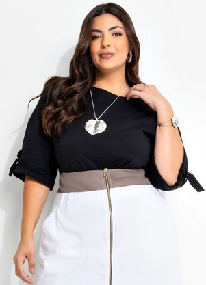 Marguerite - Blusa Preta em Malha de Algodão - MARGUERITE