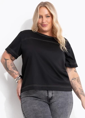 Marguerite - Blusa Preta em Malha de Poliéster - MARGUERITE