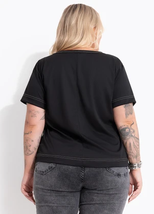 Marguerite - Blusa Preta em Malha de Poliéster - MARGUERITE