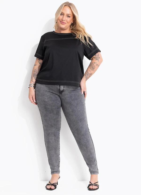 Marguerite - Blusa Preta em Malha de Poliéster 5