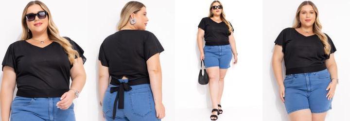 Blusa Preta em Malha Flam