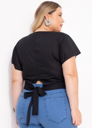 Marguerite - Blusa Preta em Malha Flamê - MARGUERITE