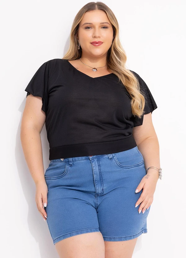 Marguerite - Blusa Preta em Malha Flamê 4