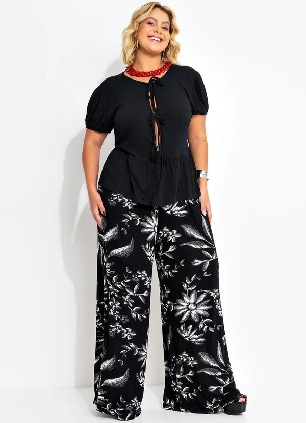 Marguerite - Blusa Preta em Malha Texturizada de Viscose 3