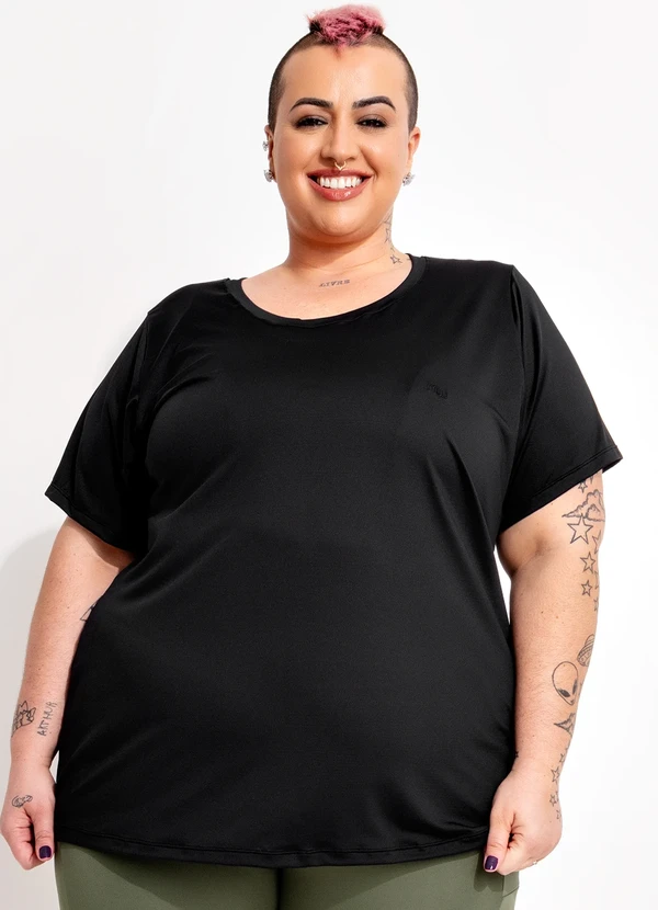 Marguerite - Blusa Preta em Microfibra - Dry Fit Uv50+