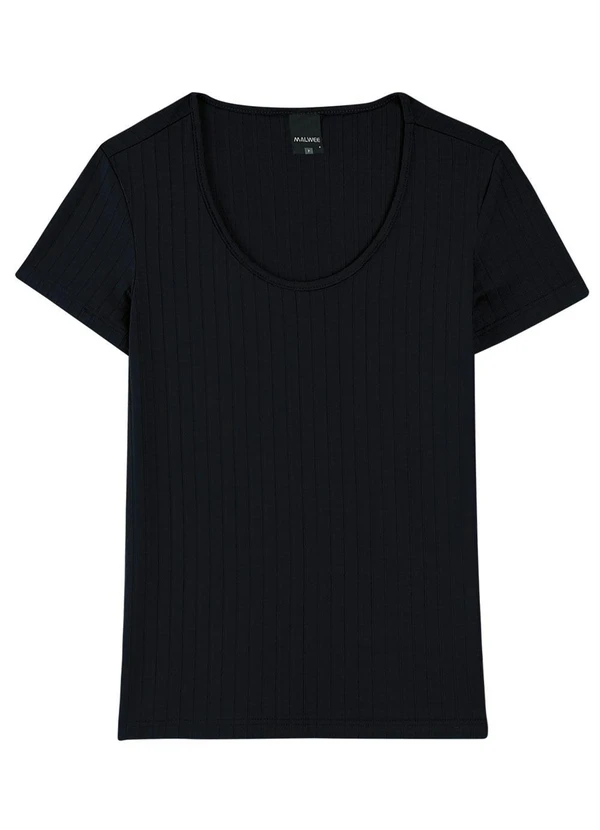 Malwee - Blusa Preta em Viscose Canelada 6