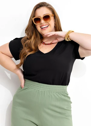 Marguerite - Blusa Preta em Viscose Plana - MARGUERITE