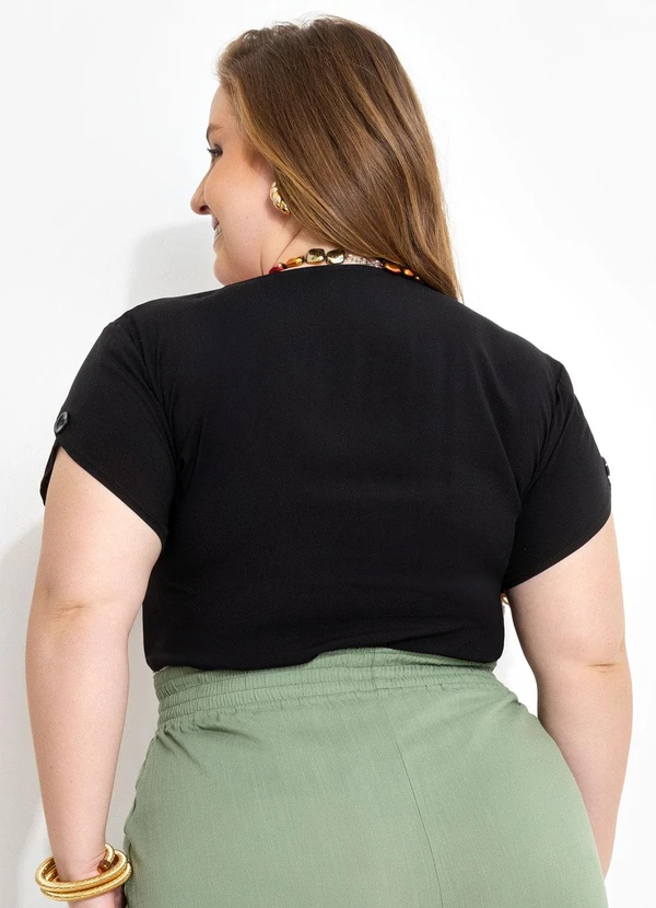 Marguerite - Blusa Preta em Viscose Plana 4