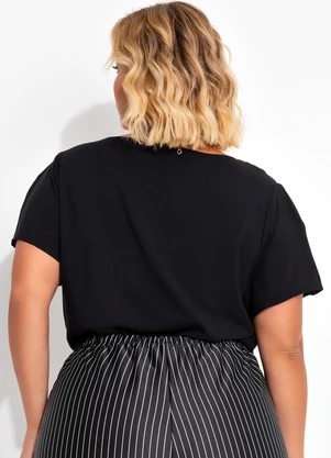 Marguerite - Blusa Preta em Viscose Plana - MARGUERITE