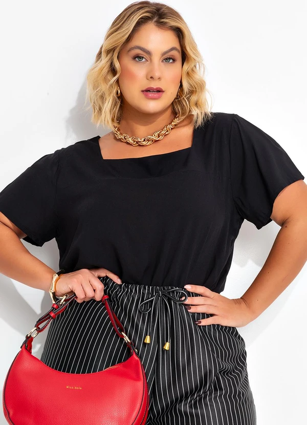 Marguerite - Blusa Preta em Viscose Plana 2